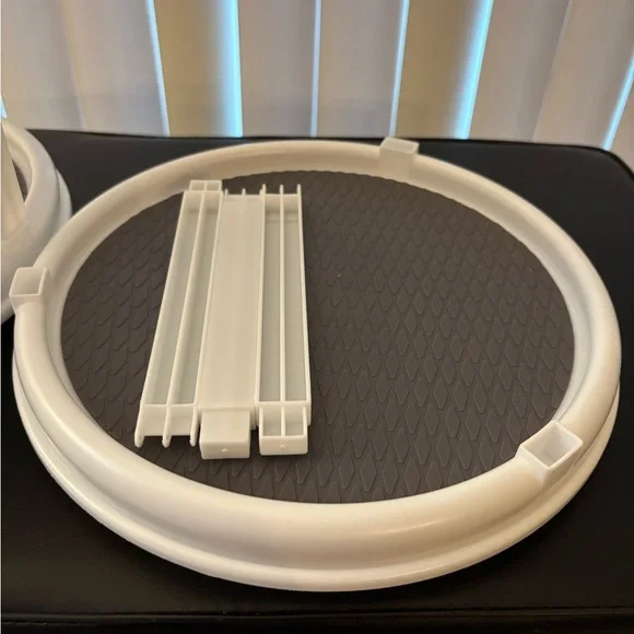 2 Pack White & Gray Non-Skid 2-Tier Turntable (Lazy Susan) 9 1/2 Inch Diameter - Picture 2 of 7
